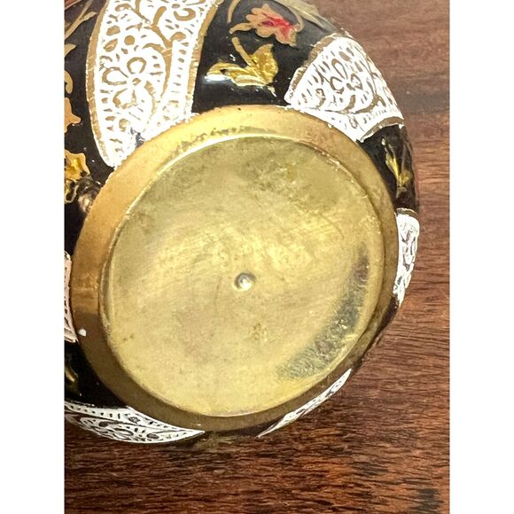 Vintage Brass Pen Holder Ink Pot Well Heavy Metal Handmade India Gold 2.5" x 3" - Picture 3 of 4